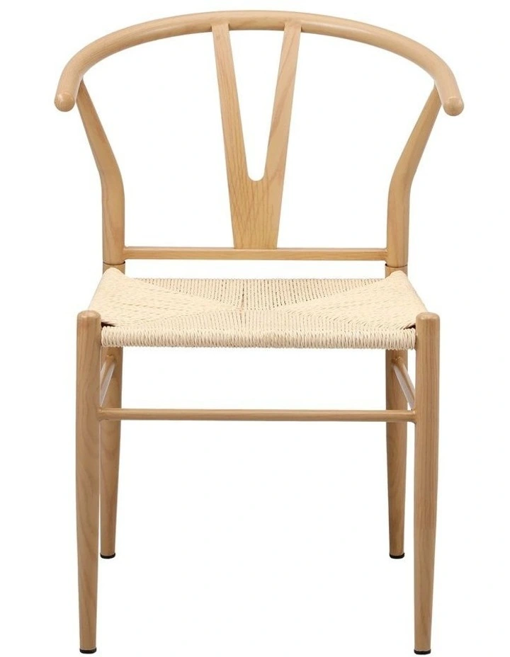 Oikiture 2x Dining Chair Metal Hans Wegner Chair Wishbone Cafe Lounge Beige image 2