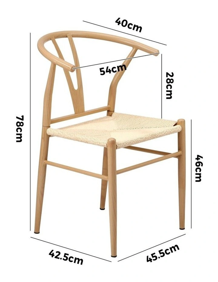 Oikiture 2x Dining Chair Metal Hans Wegner Chair Wishbone Cafe Lounge Beige image 3