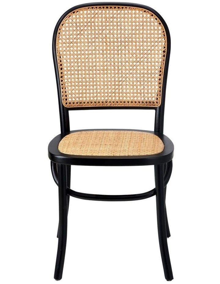Oikiture 4PCS Dining Chairs Wooden Chairs Rattan Accent Chair Black image 2
