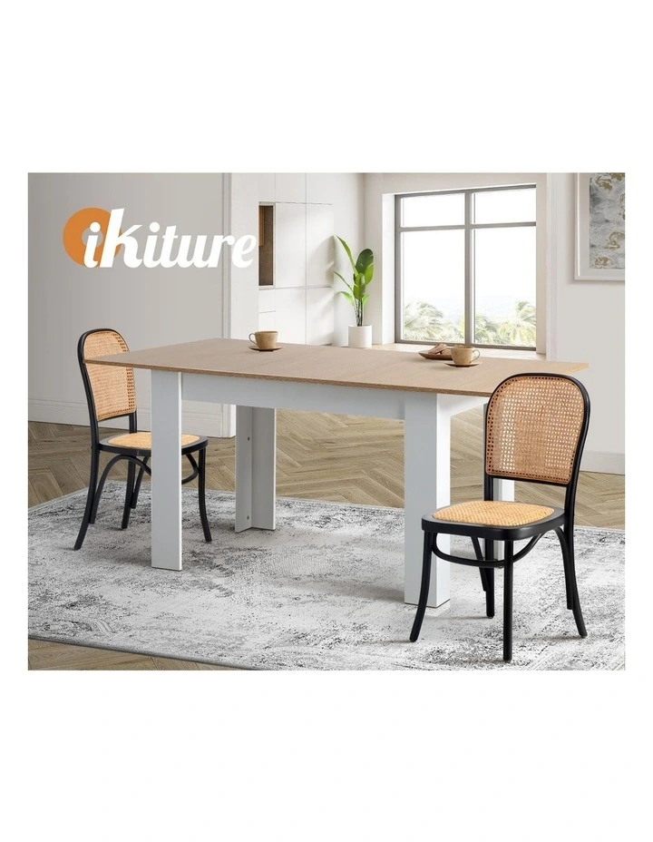 Oikiture 4PCS Dining Chairs Wooden Chairs Rattan Accent Chair Black image 7