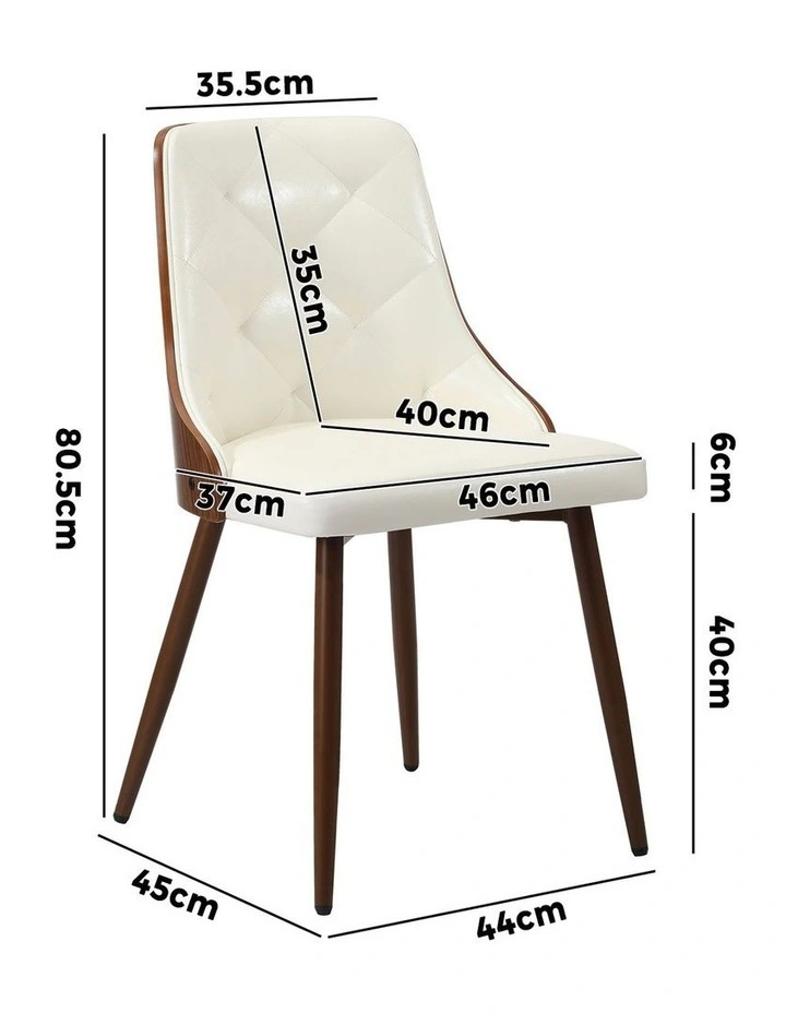 Oikiture Dining Chairs Kitchen Accent Lounge PU Leather x2 White image 3