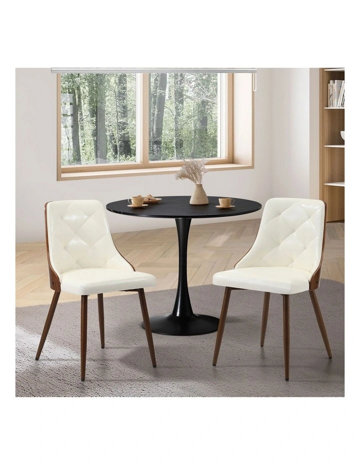 Oikiture Dining Chairs Kitchen Accent Lounge PU Leather x2 White image 4
