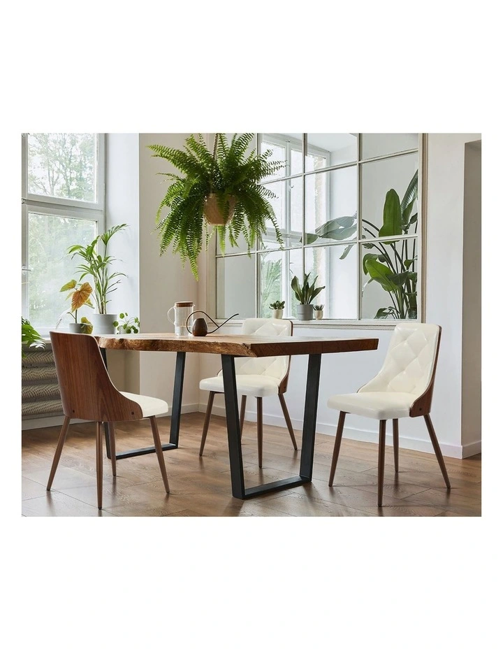 Oikiture Dining Chairs Kitchen Accent Lounge PU Leather x2 White image 5