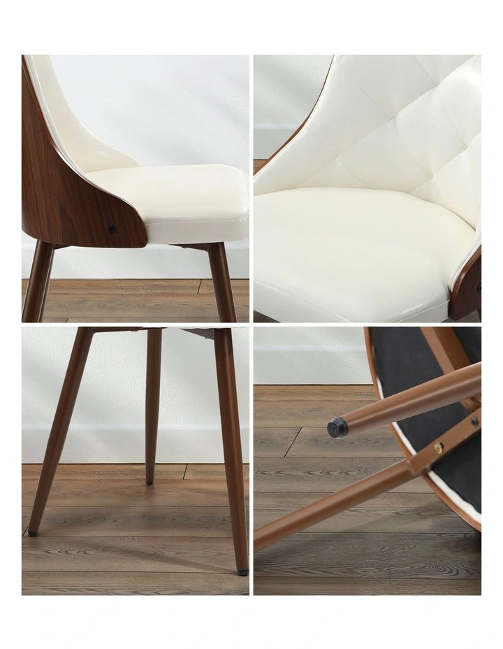 Oikiture Dining Chairs Kitchen Accent Lounge PU Leather x2 White image 6