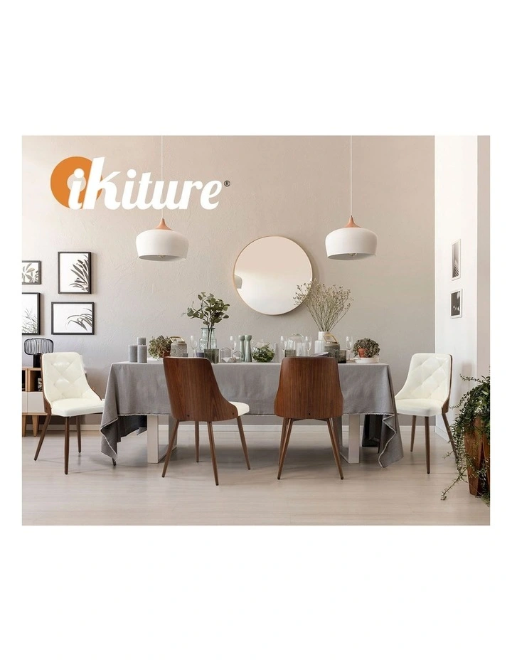 Oikiture Dining Chairs Kitchen Accent Lounge PU Leather x2 White image 7