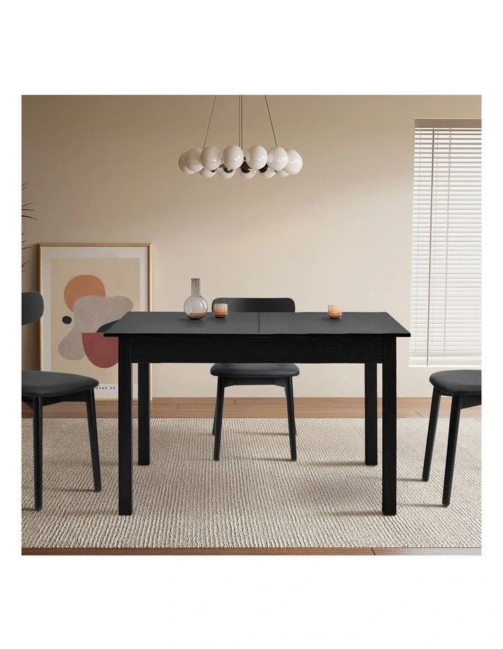 Oikiture 160cm Extendable Dining Table Wooden Rectangular Kitchen Table Black image 5