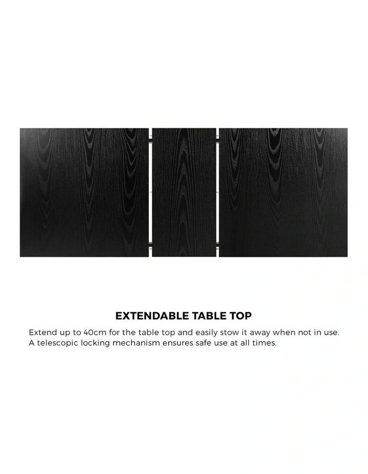 Oikiture 160cm Extendable Dining Table Wooden Rectangular Kitchen Table Black image 6