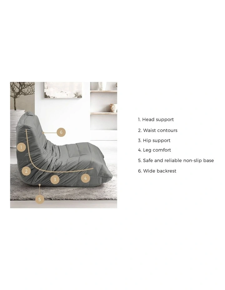 Oikiture Floor Sofa Accent Chair Lazy Couch Foam Frameless Leisure Lounge Grey image 6