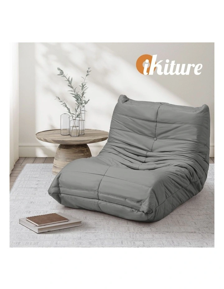 Oikiture Floor Sofa Accent Chair Lazy Couch Foam Frameless Leisure Lounge Grey image 7