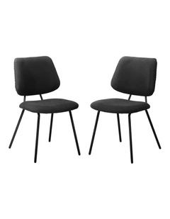 Oikiture 2x Dining Chair Vintage Retro Polyester Kitchen Padded Lounge Dark Grey