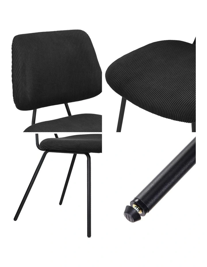 Oikiture 2x Dining Chair Vintage Retro Polyester Kitchen Padded Lounge Dark Grey image 6