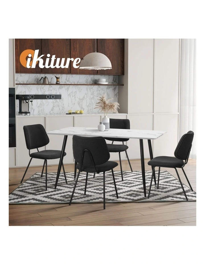 Oikiture 2x Dining Chair Vintage Retro Polyester Kitchen Padded Lounge Dark Grey image 7