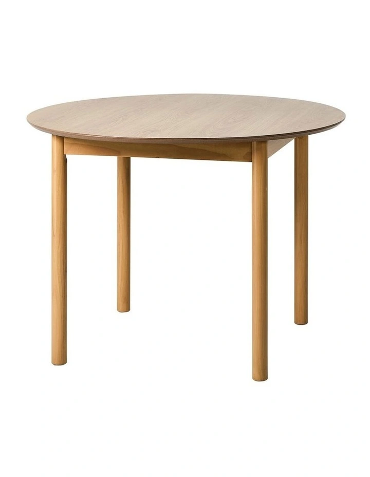 Oikiture Wooden Dining Table 100cm Round Table 4 Seater Pine Wood Legs Natural image 1