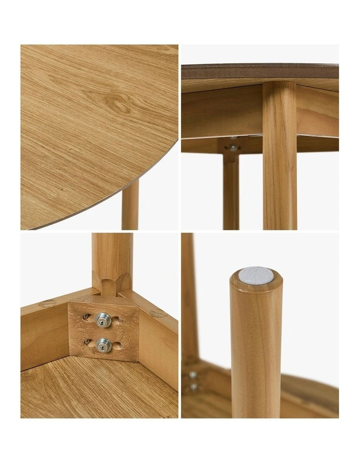 Oikiture Wooden Dining Table 100cm Round Table 4 Seater Pine Wood Legs Natural image 6