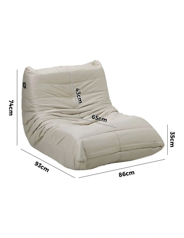 Oikiture Floor Sofa Accent Chair Lazy Couch Leisure Lounge Foam Pouffe Beige image 3