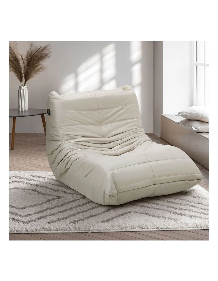 Oikiture Floor Sofa Accent Chair Lazy Couch Leisure Lounge Foam Pouffe Beige image 5