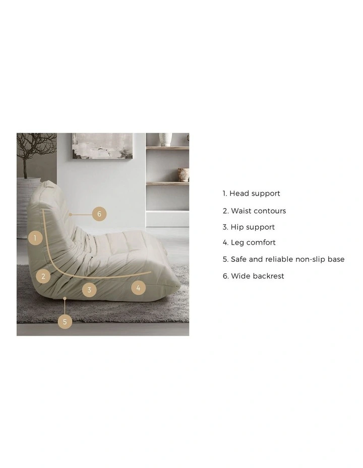 Oikiture Floor Sofa Accent Chair Lazy Couch Leisure Lounge Foam Pouffe Beige image 6