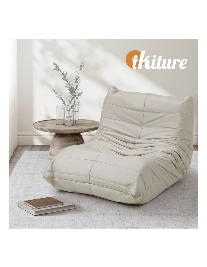 Oikiture Floor Sofa Accent Chair Lazy Couch Leisure Lounge Foam Pouffe Beige image 7