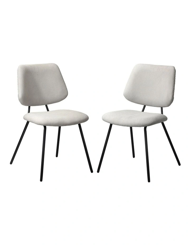 Oikiture 2x Dining Chair Vintage Retro Polyester Kitchen Padded Lounge White image 1
