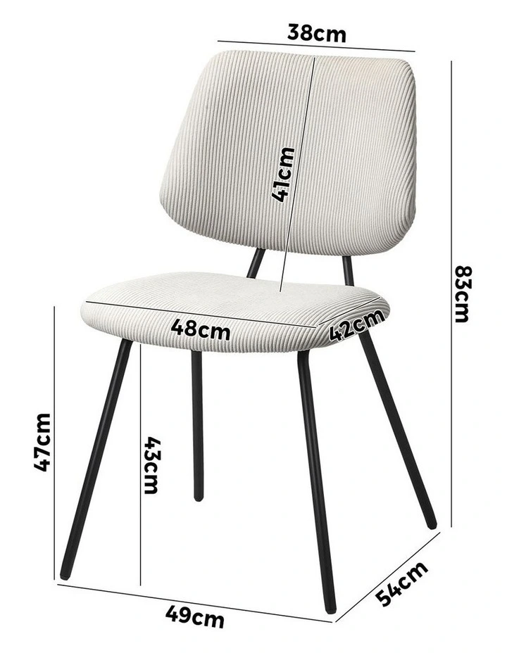 Oikiture 2x Dining Chair Vintage Retro Polyester Kitchen Padded Lounge White image 3