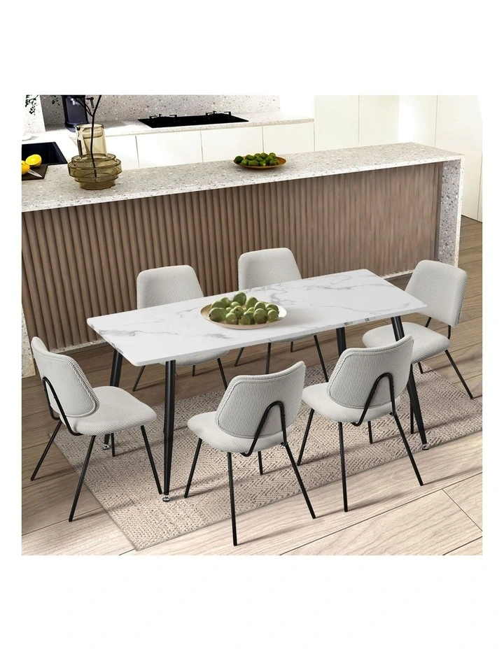 Oikiture 2x Dining Chair Vintage Retro Polyester Kitchen Padded Lounge White image 5