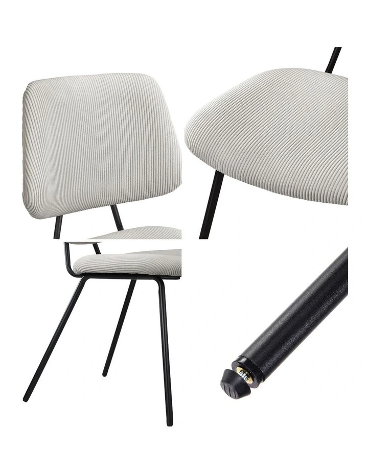 Oikiture 2x Dining Chair Vintage Retro Polyester Kitchen Padded Lounge White image 6