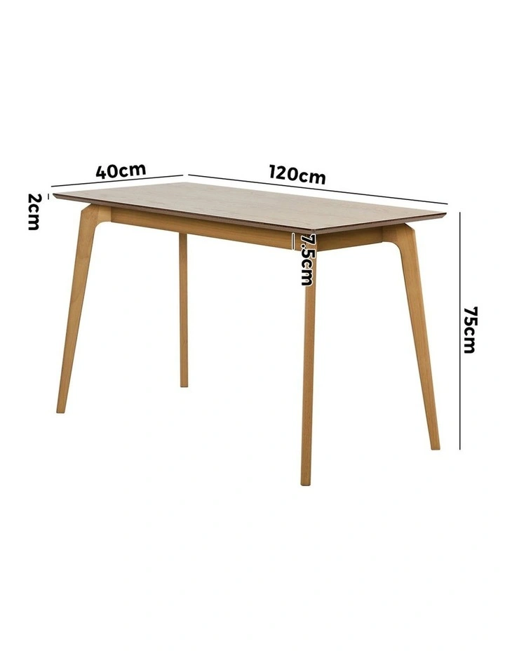 Oikiture Wooden Dining Table 120cm Rectangular 4 Seater Pinewood Legs Natural image 3