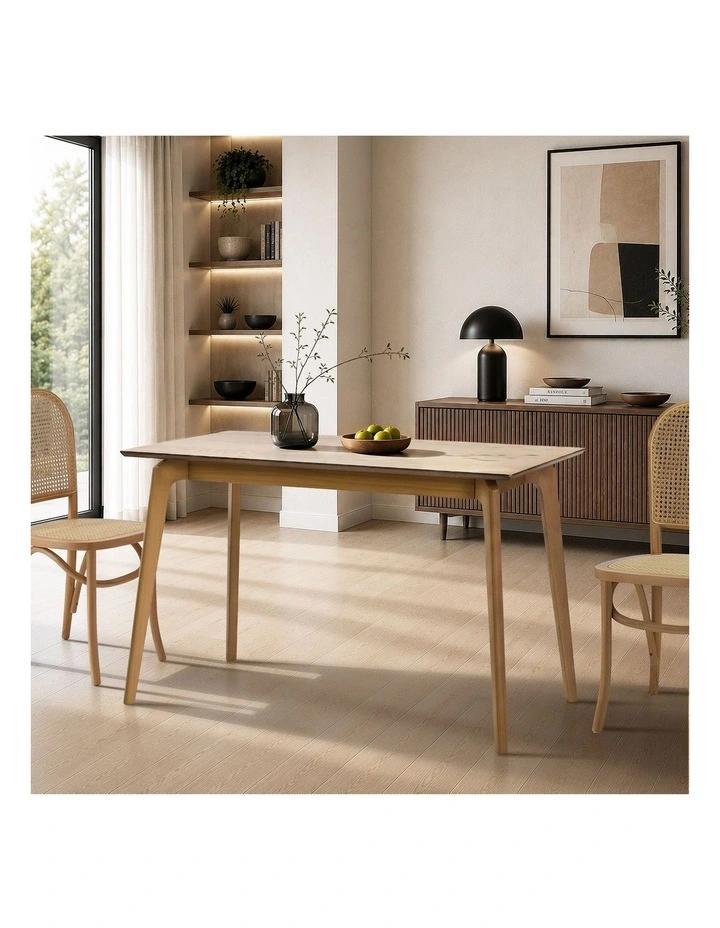 Oikiture Wooden Dining Table 120cm Rectangular 4 Seater Pinewood Legs Natural image 4