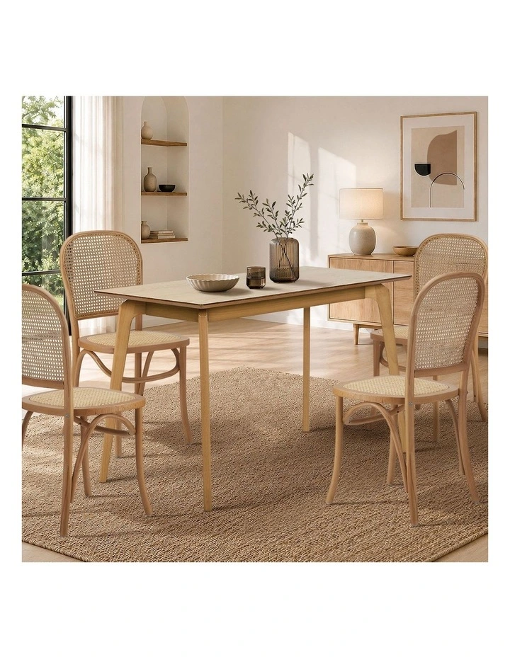 Oikiture Wooden Dining Table 120cm Rectangular 4 Seater Pinewood Legs Natural image 5
