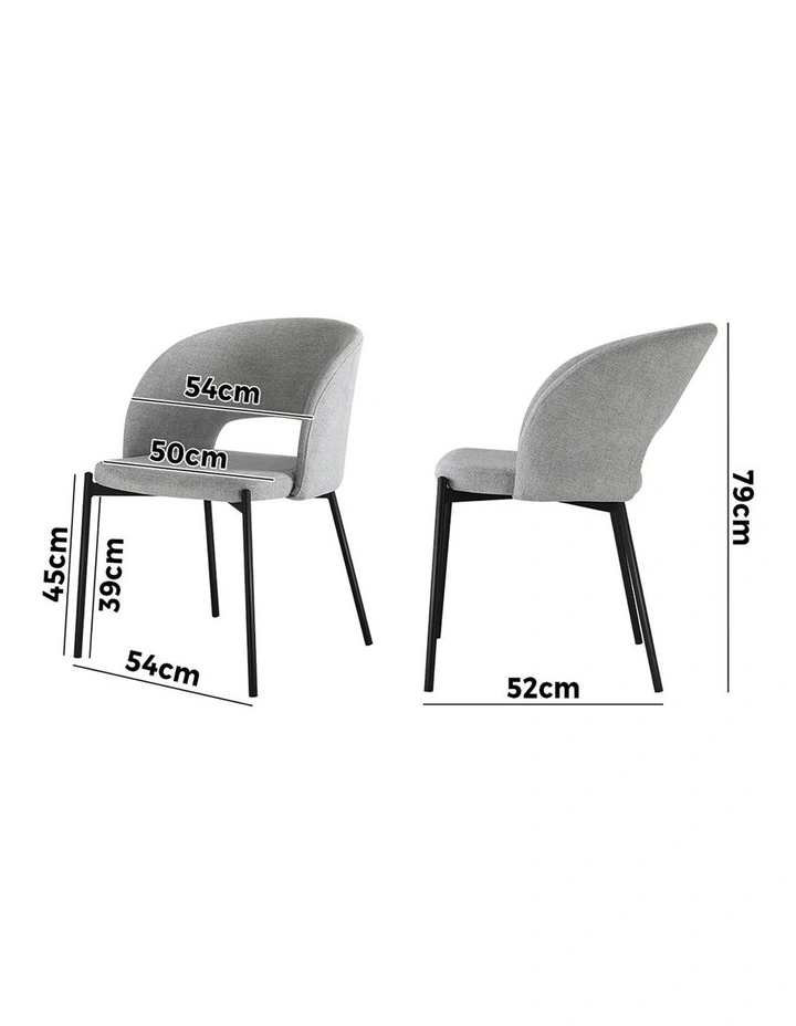 Oikiture 2x Armchair Dining Chair Accent Chairs Tub Armchairs Fabric Grey&Black image 3