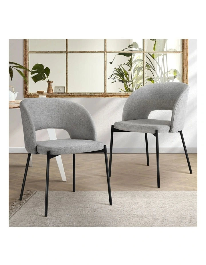 Oikiture 2x Armchair Dining Chair Accent Chairs Tub Armchairs Fabric Grey&Black image 4