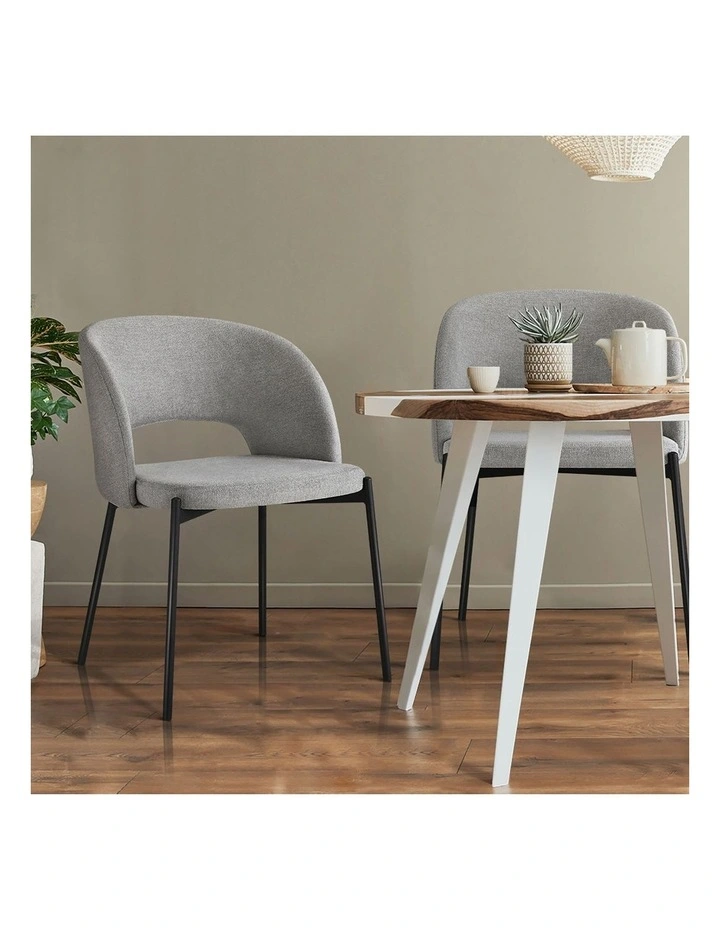 Oikiture 2x Armchair Dining Chair Accent Chairs Tub Armchairs Fabric Grey&Black image 5