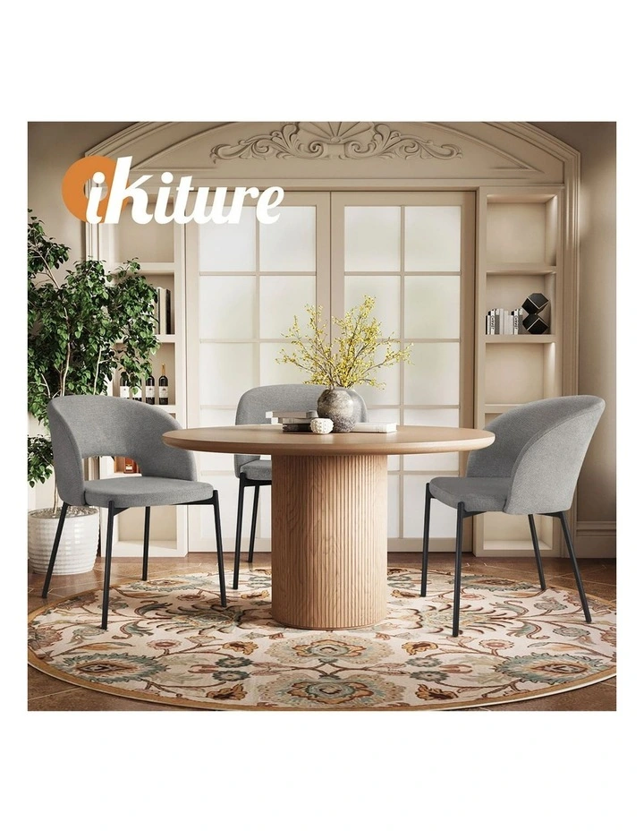 Oikiture 2x Armchair Dining Chair Accent Chairs Tub Armchairs Fabric Grey&Black image 7