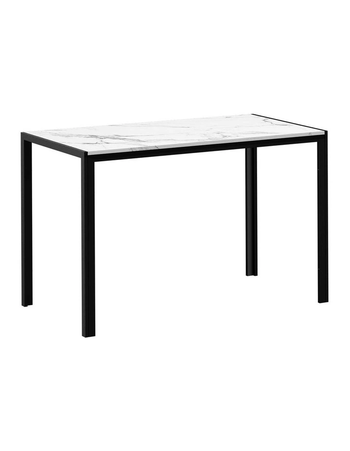 Oikiture 120cm Dining Table Rectangular Kitchen Table with Metal Leg White&Black image 1