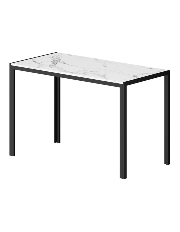 Oikiture 120cm Dining Table Rectangular Kitchen Table with Metal Leg White&Black image 2