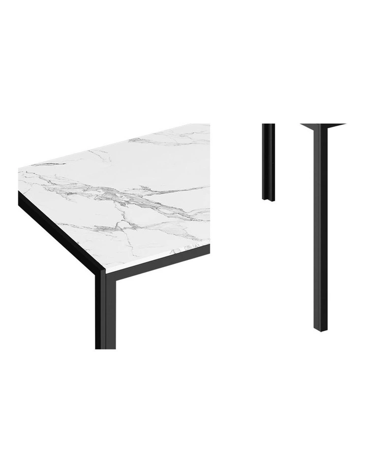 Oikiture 120cm Dining Table Rectangular Kitchen Table with Metal Leg White&Black image 6