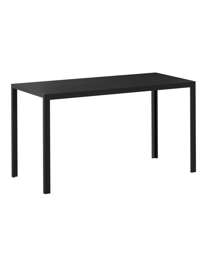 Oikiture 140cm Dining Table Rectangular Kitchen Table with Metal Leg Black image 1