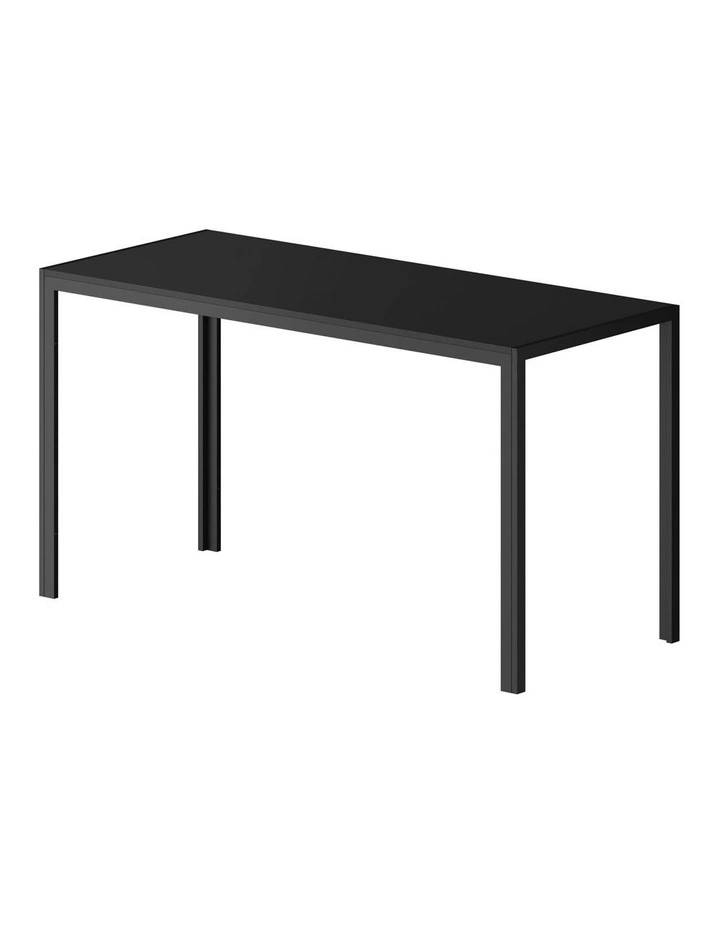 Oikiture 140cm Dining Table Rectangular Kitchen Table with Metal Leg Black image 2