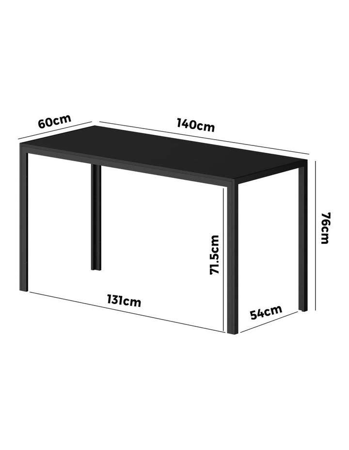 Oikiture 140cm Dining Table Rectangular Kitchen Table with Metal Leg Black image 3