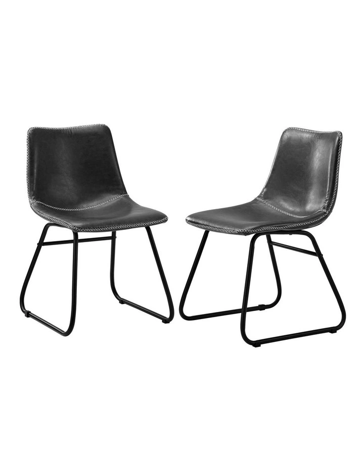 Oikiture 2x Dining Chairs Kitchen Chair Lounge Retro Padded Seat PU Grey image 1