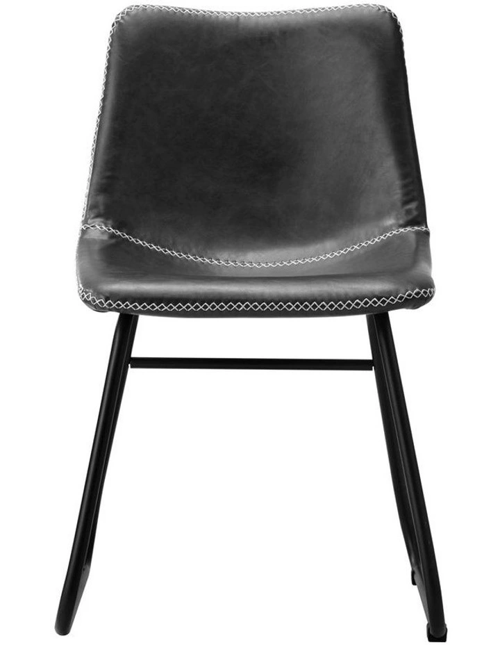 Oikiture 2x Dining Chairs Kitchen Chair Lounge Retro Padded Seat PU Grey image 2