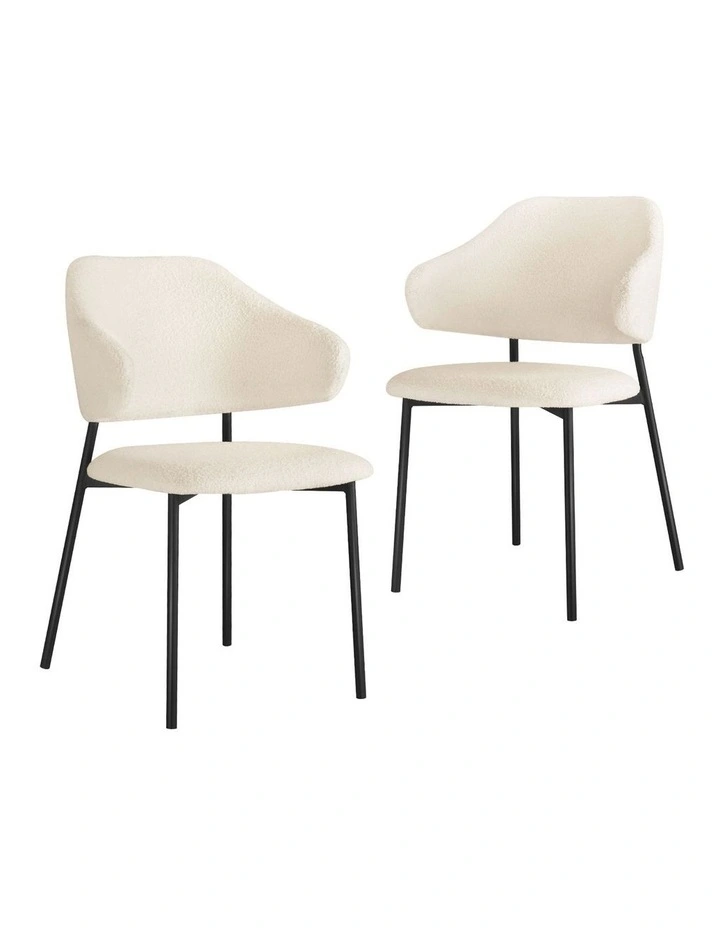 Oikiture 2x Armchair Dining Chair Accent Chairs Tub Armchairs Sherpa White&Black image 1