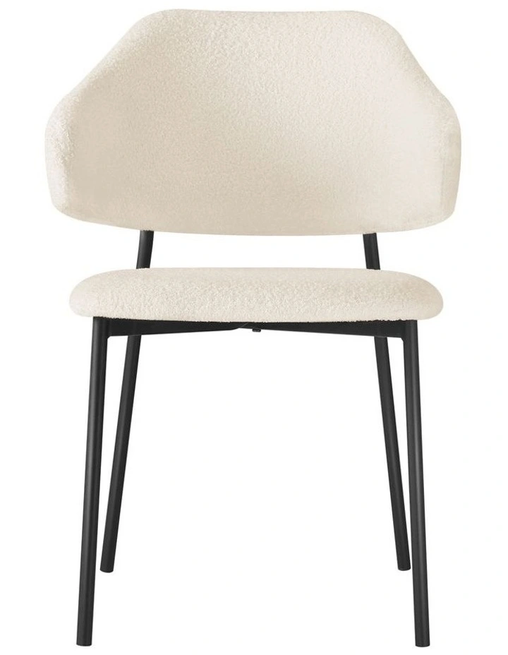 Oikiture 2x Armchair Dining Chair Accent Chairs Tub Armchairs Sherpa White&Black image 2