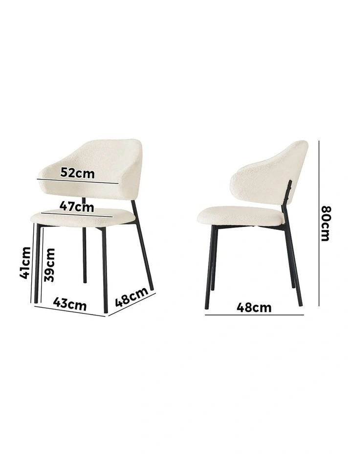 Oikiture 2x Armchair Dining Chair Accent Chairs Tub Armchairs Sherpa White&Black image 3