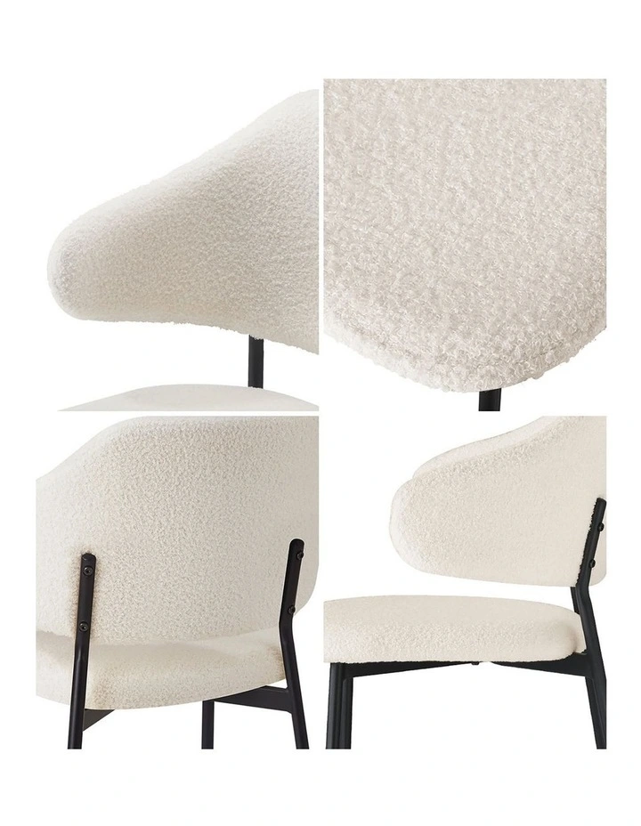 Oikiture 2x Armchair Dining Chair Accent Chairs Tub Armchairs Sherpa White&Black image 6