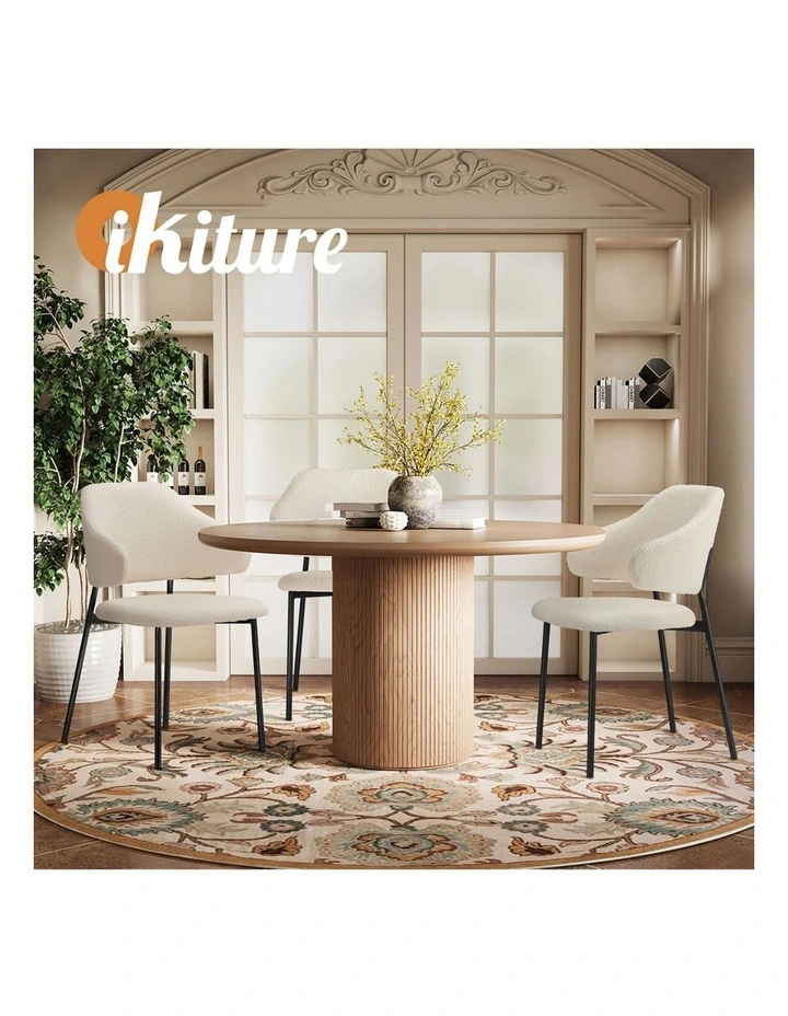 Oikiture 2x Armchair Dining Chair Accent Chairs Tub Armchairs Sherpa White&Black image 7