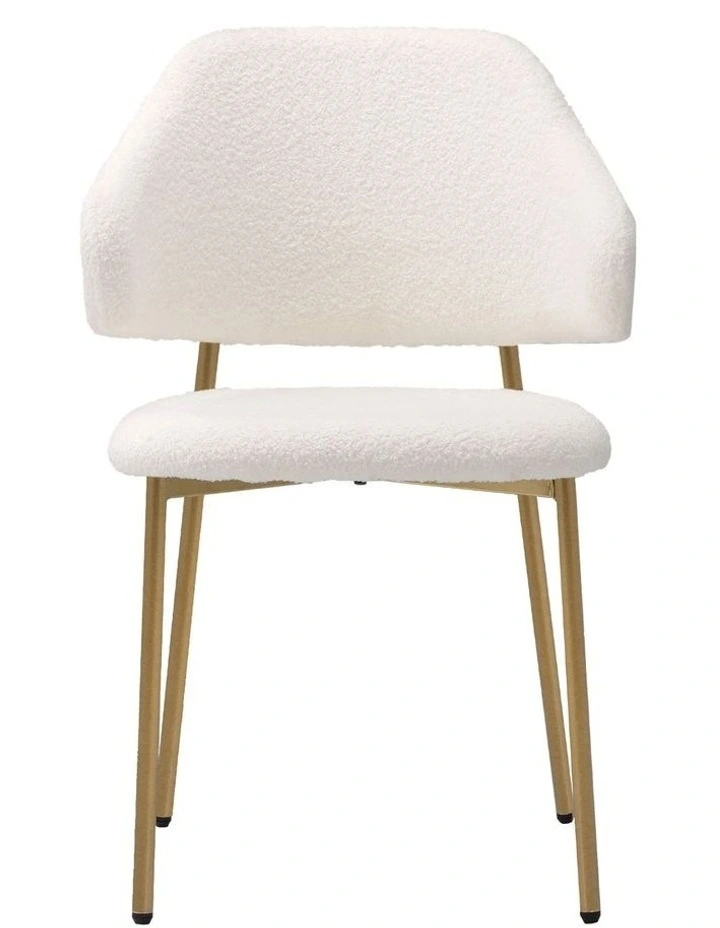 Oikiture 2x Dining Chair Accent Chairs Armchair Tub Armchairs Sherpa Gold&White image 2