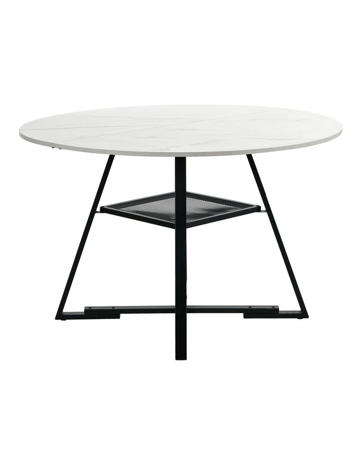 Oikiture 112cm Round Dining Table Marble-like Wooden Kitchen Furniture image 2