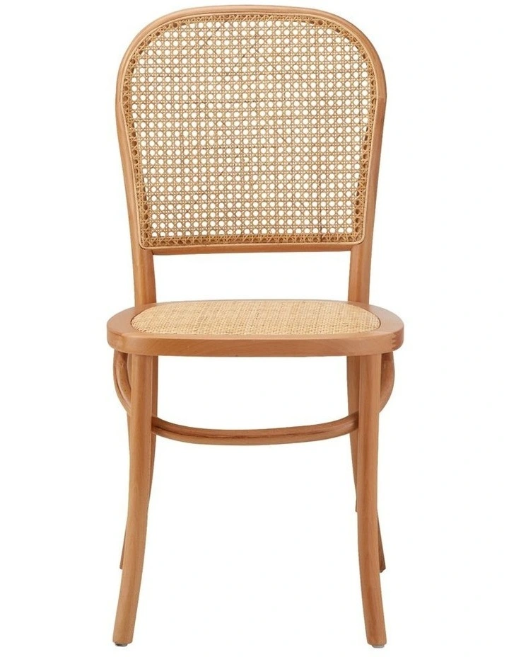 Oikiture 4PCS Dining Chairs Wooden Chairs Rattan Accent Chair Natural image 2