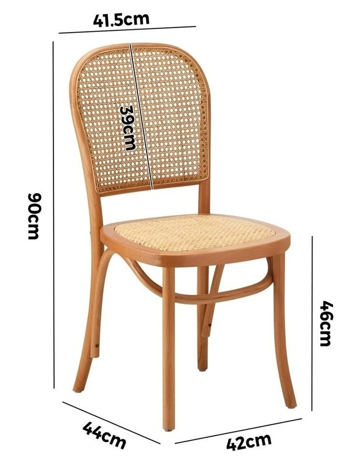 Oikiture 4PCS Dining Chairs Wooden Chairs Rattan Accent Chair Natural image 3